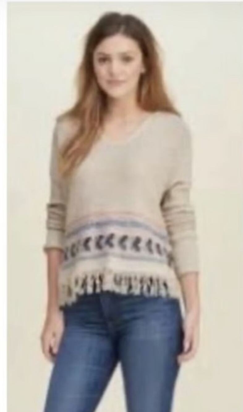 Hollister Co Gray Striped Knit Pullover Hoodie Sweater Women's Size Small